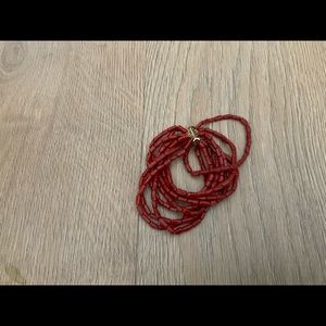 Coral hand made bracelet with Gold closure 8 strings of coral